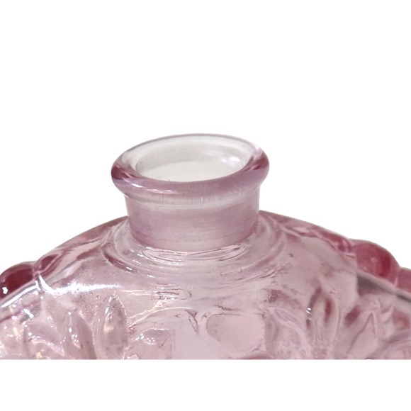 Vintage FENTON Art Glass Perfume Bottle Amethyst Purple Stopper Flowers Floral - Picture 6 of 6
